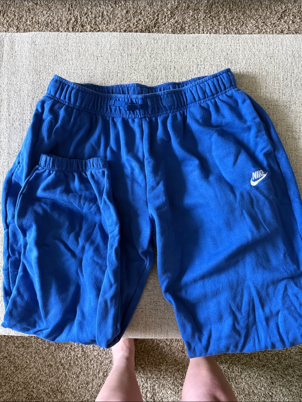 Nike Royal Blue Track Joggers with White Swoosh